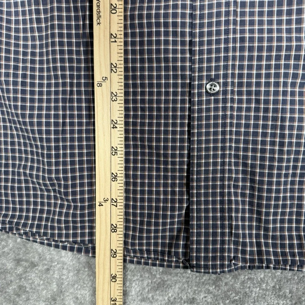 Vintage Brooks Brothers 346 Shirt Men's Large Navy Blue Plaid Long Sleeve‎